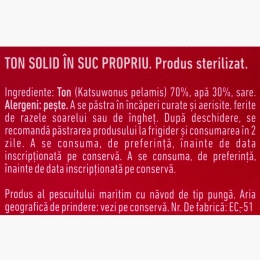 Ton solid în suc propriu 3x80g