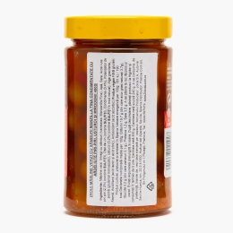 Măsline verzi Manzilla Fina cu sâmburi, cu ardei iute Piri-piri, usturoi și mirodenii 400g