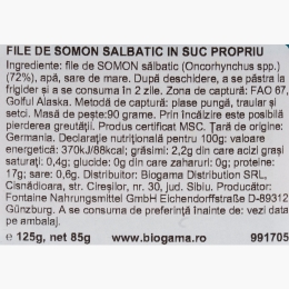File de somon sălbatic în suc propriu, 125g