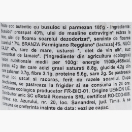Pesto eco autentic cu busuioc si parmezan 185g