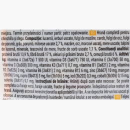 Hrană completă pentru chinchilla și degu, 900g