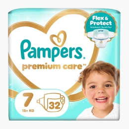 Scutece Premium Care, mărimea 7, 15+ kg, 32 buc