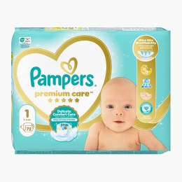 Scutece Premium Care nou-născut, mărimea 1, 2-5kg, 72 buc