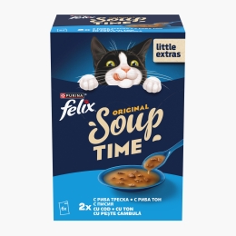 Pachet mix hrană umedă pentru pisici Soup Fish Selection (cod, ton, pește Cambulă), 6x48g