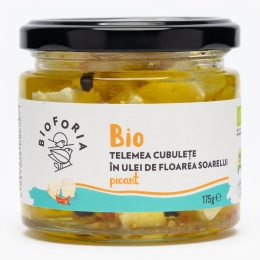 Telemea cubulețe în ulei de floarea-soarelui picant, eco 175g