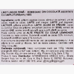 Bomboane de ciocolată asortate în cutie inimă, 12 buc, 160g