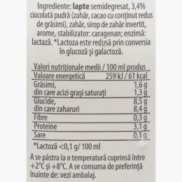Lapte fără lactoză cu aromă de ciocolată 200ml
