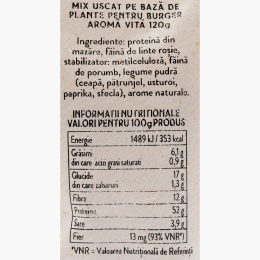 Amestec uscat pe bază de plante pentru burger și chiftele de legume, cu aromă de vită 120g