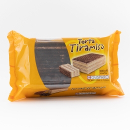 Tort pe bază de pandișpan umplut cu cremă de tiramisu și glazură de cacao pudră 300g