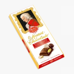 Ciocolată neagră cu cremă de fistic și migdale Mozart, 98g