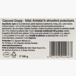 Cașcaval gingaș felii, fără lactoză 120g