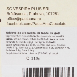 Ciocolată 44% cu goji 110g