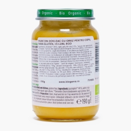 Piure ECO din dovleac cu orez pentru copii, fără gluten, +5 luni, 190g