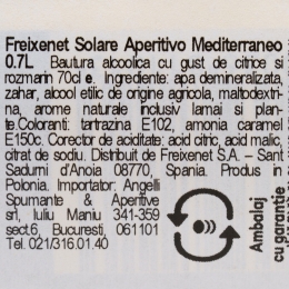 Băutură alcoolică cu gust de citrice și rozmarin Solare Aperitivo Mediterraneo 700ml 