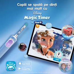 Periuță de dinți electrică Pro Kids Frozen, 2 moduri de periaj, 1 capăt, 4 autocolante, trusă de călătorie,  3+ ani