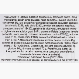 Jeleuri batoane acrișoare cu aromă de fructe Hello Kitty Sparkles Sticks 80g
