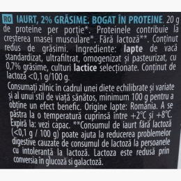 Iaurt natural cu 2% grăsime, 20g proteine, 200g