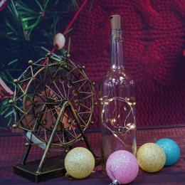 Instalație Crăciun, 1 metru, 10 LED-uri, alb cald, cu baterii