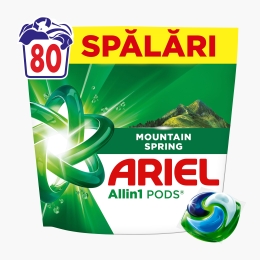 Detergent de rufe capsule All-in-One Pods Mountain Spring, 80 spălări, 80 buc