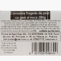 Cornulețe fragede cu gem și nucă, de post 200g
