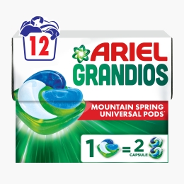 Detergent de rufe capsule Grandios Mountain Spring, 12 spălări, 12 buc