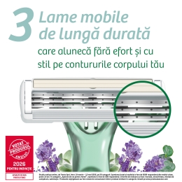 Aparat de ras pentru femei Soleil Escape cu 3 lame, Lavandă & Eucalipt, 3 buc