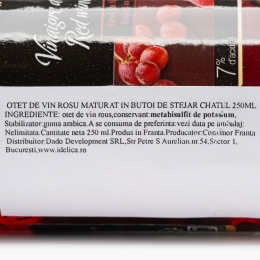 Oțet de vin roșu maturat în butoi de stejar 0.25l