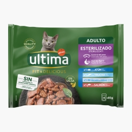 Mix hrană umedă pentru pisici sterilizate (ton, păstrăv, pește oceanic și somon), 4x85g