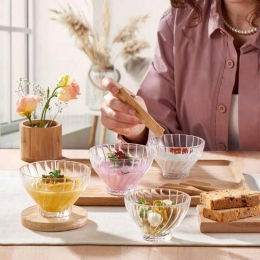 Set 4 boluri din sticlă Bouquet 14cm 275ml