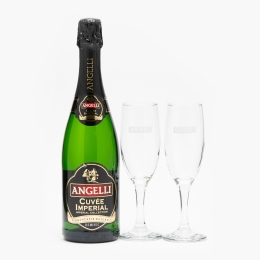 Pachet vin spumant demisec Cuvee Imperial 750ml + 2 pahare