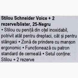 Stilou Voice alb-negru +2 rezerve cerneală