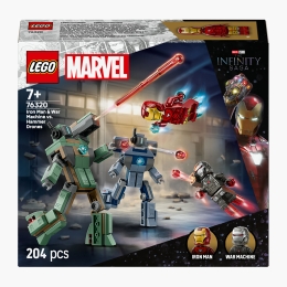 Iron Man și War Machine vs dronele Hammer, 76320 Marvel, 204 piese, +7 ani