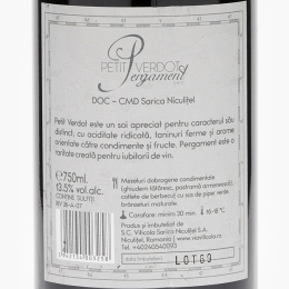 Vin roșu sec Petit Verdot Pergament, 13.5%, 0.75l