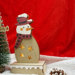 Decorațiune luminoasă de Crăciun Om de zăpadă, lemn, interior/exterior, 19x10x5cm