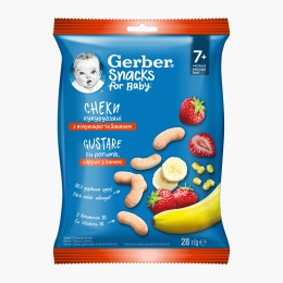 Gustare cu porumb, căpșuni și banană, +7 luni, 28g