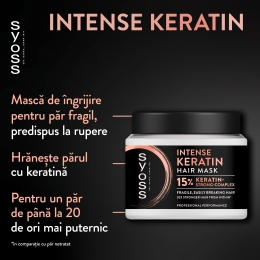 Mască pentru păr fragil Intense Keratin, 400ml