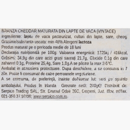 Brânză Cheddar vintage 200g