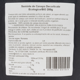 Semințe de cânepă decorticate eco 200g