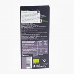 Ciocolată neagră eco vegană cu 70% cacao și aromă de mentă și maca 70g