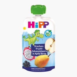 Piure de fructe ecologic fructul dragonului-coacăze negre și măr-pară, +1 an, 100g