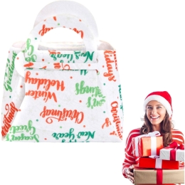 Geantă albă cadouri Crăciun copii, 13x12x6cm
