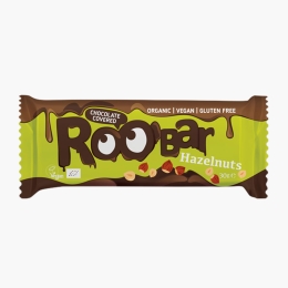 Baton eco cu alune de pădure, învelit în ciocolată, vegan, fără gluten 30g