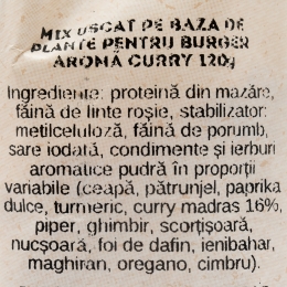 Amestec uscat pe bază de plante pentru burger și chiftele de legume, cu aromă de curry 120g 
