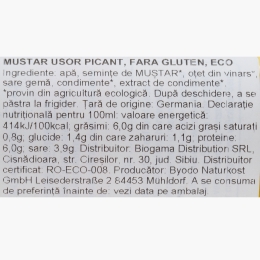 Muștar ușor picant fără gluten eco 200ml