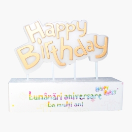 Lumânări aniversare „Happy Birthday”, aurii