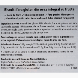 Biscuiți fără gluten din ovăz integral cu fructe 160g