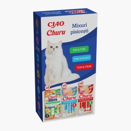 Mixuri pisicești Ciao Churu (pui/ton, ton/scoici, ton/crab) 284g