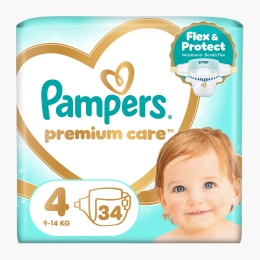 Scutece Premium Care, mărimea 4, 9-14kg, 34 buc