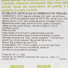 Înghețată (gelato) lapte și ou cu cremă fistic 350g
