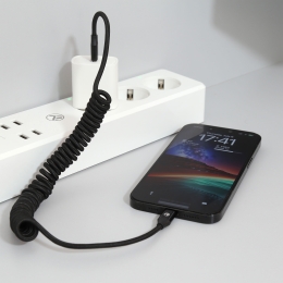 Cablu date flexibil Type-C - Lightning, ≈1.8m, negru